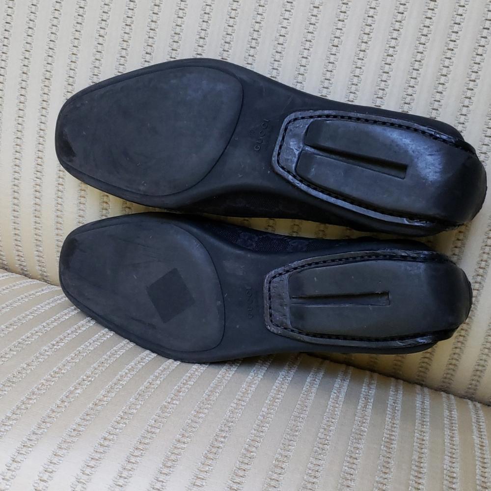 GUCCI GG WEB BLACK CANVAS LOAFERS FLATS - Picture 8 of 8